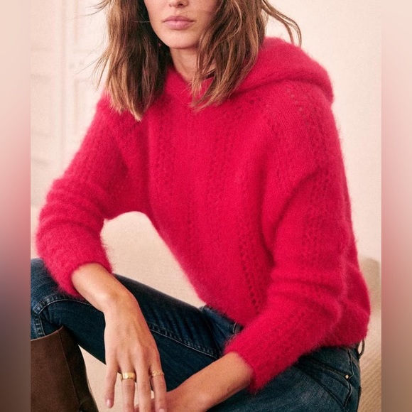 Sezane Tops - Sézane Théodore Jumper, Hoodie, Grenadine (cherry red), XS